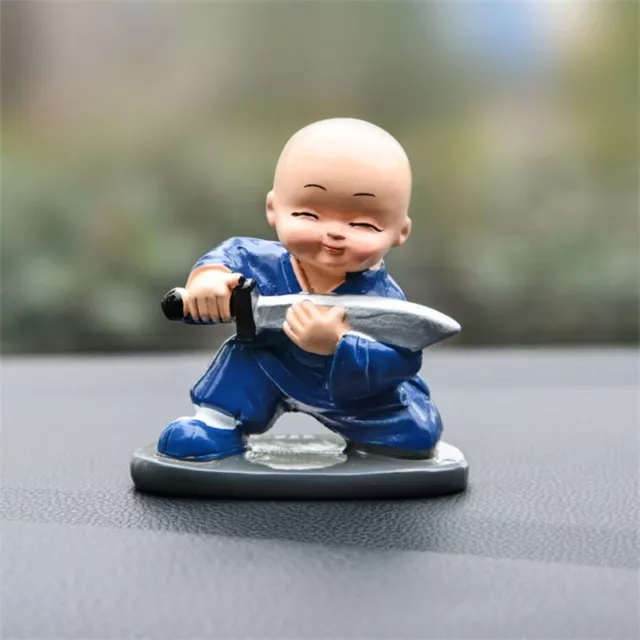 4Pcs Mönch Figur Auto Innenraum Ornament Shaolin Kung Fu Statue Buddha Puppe