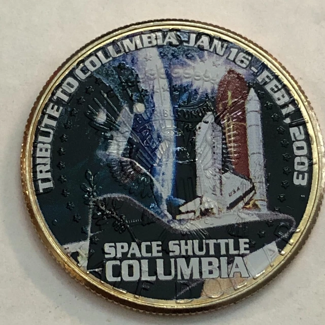 Colorized Kennedy half dollar. TRIBUT TO SPACE SHUTTLE COLUMBIA. 2003. #104