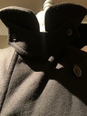BALENCIAGA BLACK DOUBLE Breasted Wool alpaca military 3/4 Pea Coat 