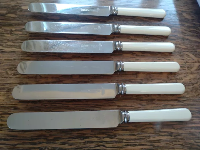 Vintage ART DECO Set 6 x Faux Bone Handle DINNER KNIVES by R Groves of Sheffield