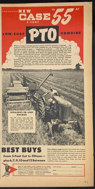 Magazine Ad* - 1955 - CASE Tractors - PTO "55" Combine