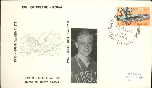 🏅 Olimpiade Roma 1960 - Nuoto 100 mt dorso donne - Oro Lynn Burke U.S.A.