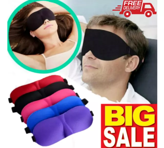Soft Eye Mask 3D Padded Relaxing Night Sleeping Comfort Travel Full Blackout UK
