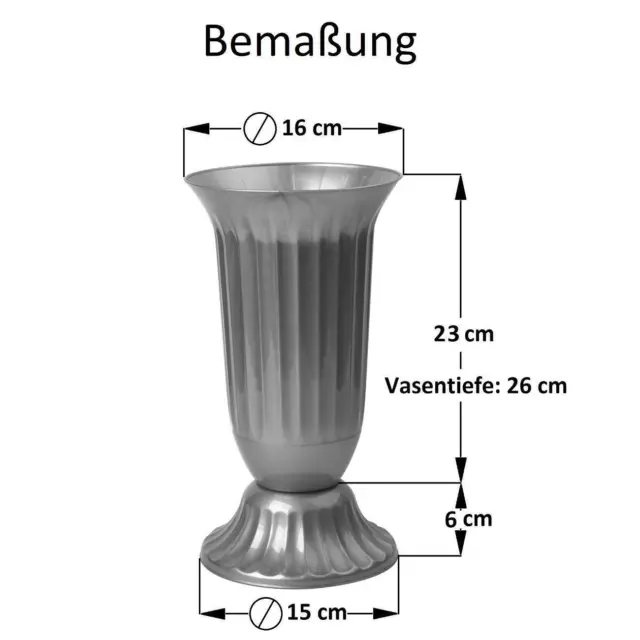 Außen Vase Garten Grab rund robuster Kunststoff mit abnehmbarem Stand Fuß 2