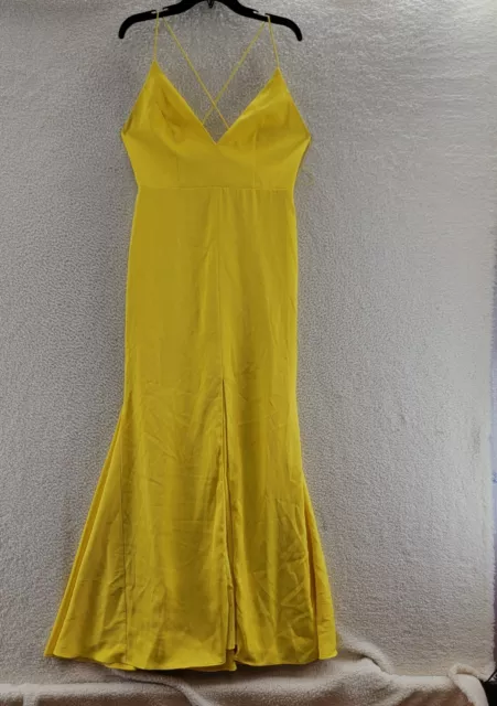 Aidan by Aidan Mattox VNeck Mermaid Gown Women's 10 Lemon Solid Back Zip Closure