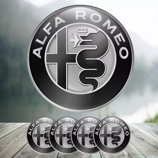 Set of 4 Silicone Center Wheel Cap Stickers Alfa Romeo Emblem Logo Decals Rims