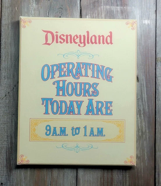 DISNEYLAND OPERATING HOURS Walt Disney Sign 8x10 CANVAS Art 17.50