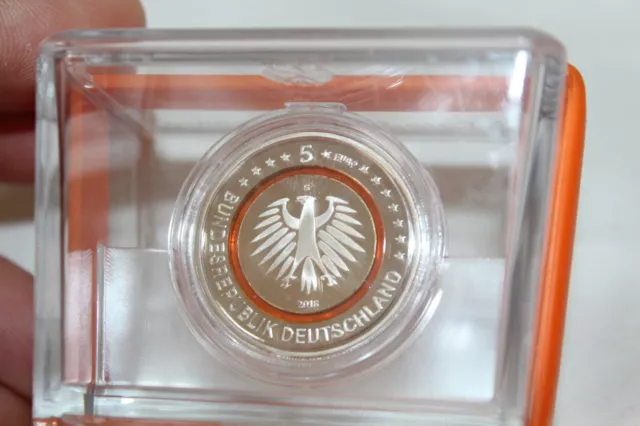 5 Euro Münze Sammlermünze 2018 G Subtropische Zone Oranger Polymerring im Etui
