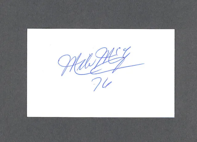 Mike McCoy signed football index card