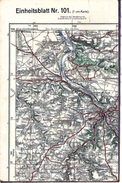 Meißen Zadel Robschütz 1933 Karte /Ln. Gasern Wölkisch Seußlitz Sornitz Dobritz