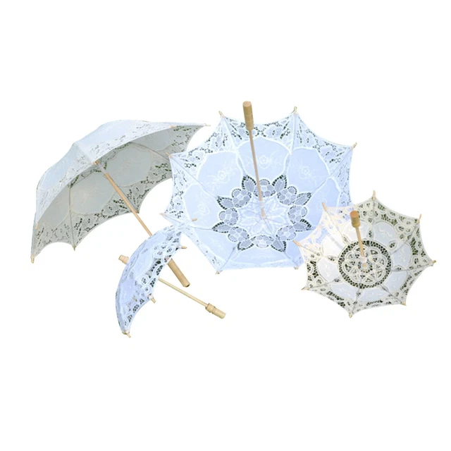 Ombrello da sposa pizzo cotone ricamo ombrellone fatto a mano per