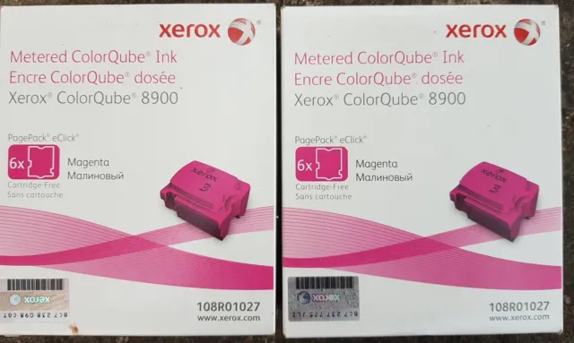 Xerox ColorQube Magenta 8900 Vollwachs Tinte Farbe Würfel Qube 2 versiegelte Packungen