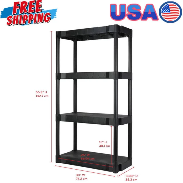 A PLASTIC GARAGE Shelves Storage Organizer 4Tier Shelf Heavy Duty