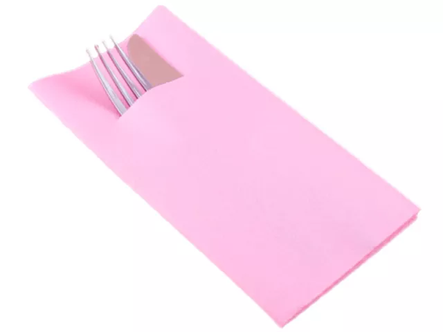 100 Bestecktaschen Serviette 40x40cm 60g Airlaid rosa ohne Besteck (53600)