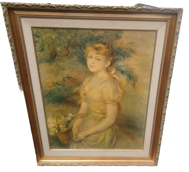 Replica Oil Painting Pierre Auguste Renoir Young Girl With A Basket Of Flowers