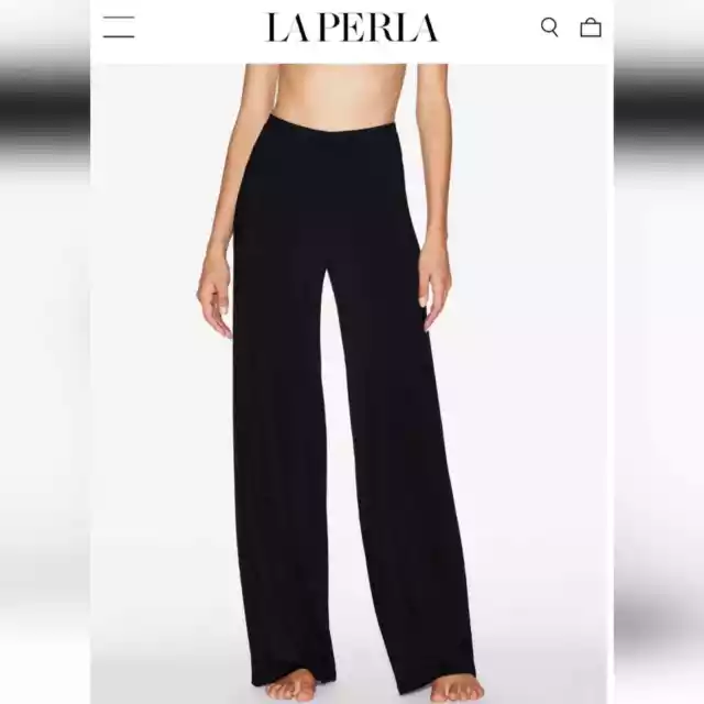 NWT La Perla Italian Lightweight Viscose Pantalone Sz 8 in Black