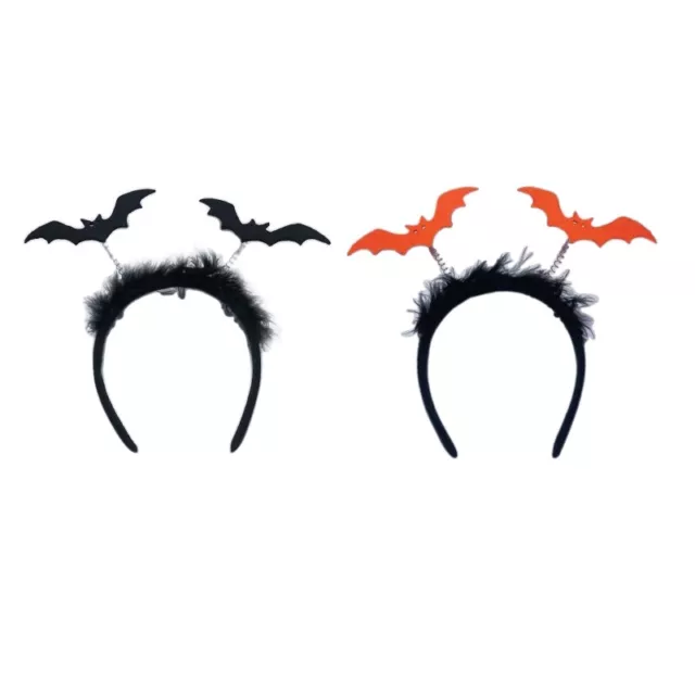 Retro Black Bat Headband Halloween Tiara For Women Hair Hoop Goth Headband