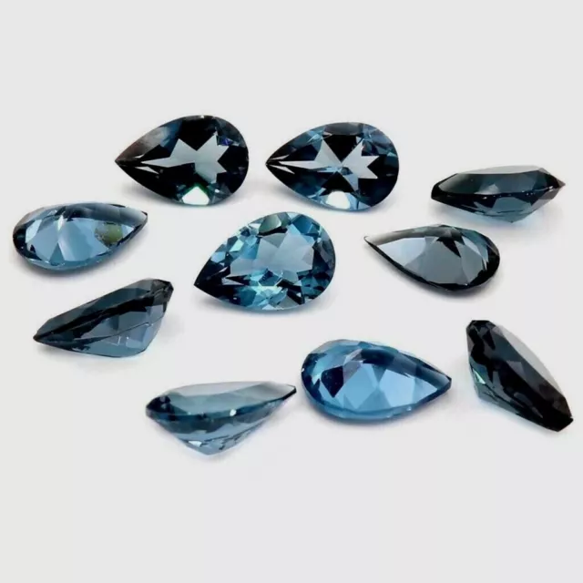 Lot de gros 7x5mm Poire Facet AAA London Blue Topaz Loose Calibrated Gemstone