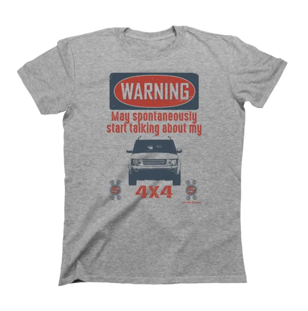 Mens Warning 4x4 Land Rover Discovery Organic Cotton T-Shirt Eco Friendly Gift