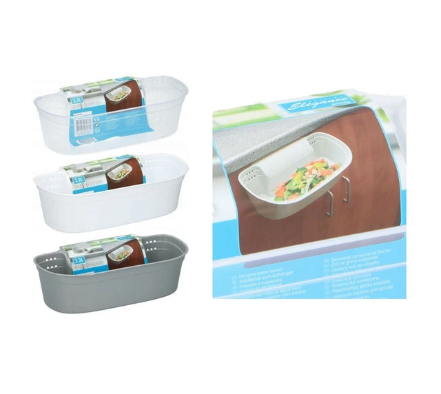 HANGING KITCHEN WASTE Bin Fit On Door Food Scraps Veg Peeling