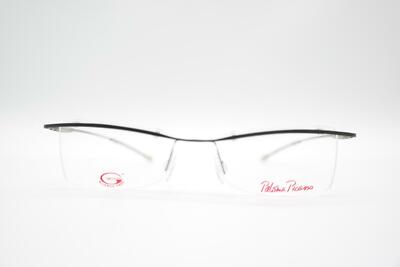 VINTAGE Ogami BAMA Nero Argento Mezza bordo Occhiali Montatura Eyeglasses NOS 