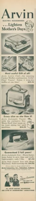 1951 Arvin Lectric Cook Toaster Iron Cooker Waffle Grill Vintage Print Ad BH1