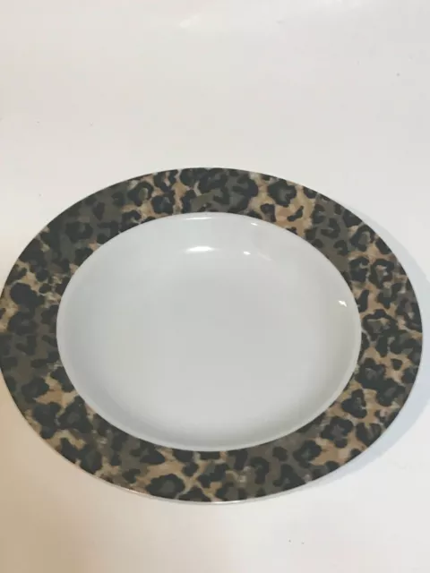 4 Vintage Tienshan Fine China 8 1/2" Rimmed Soup Bowls Leopard pattern Excellent