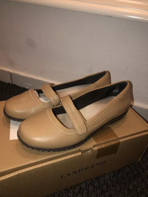 Ballerina  Damen, Lands End, Gr. 38, Beige Leder , Wenige Male Getragen