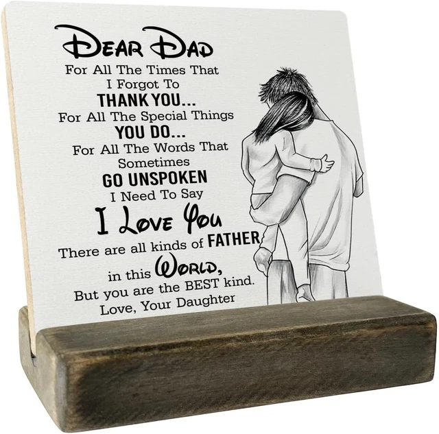 Gifts for Dad from Daughter Wood Plaque Gift, Dear Dad I Love You,Plaque with Wo