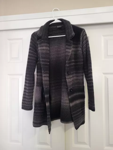 LUCKY BRAND Women Cardigan Sweater Sz M Buttons Knit Gray Black