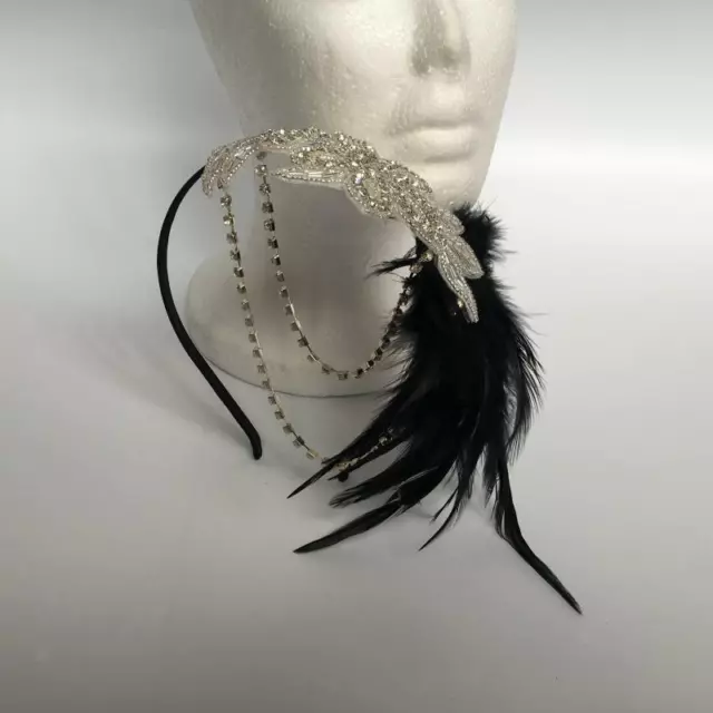 Women Lady Feather 1920s Headpiece Flapper Crystal Headband Fascinator