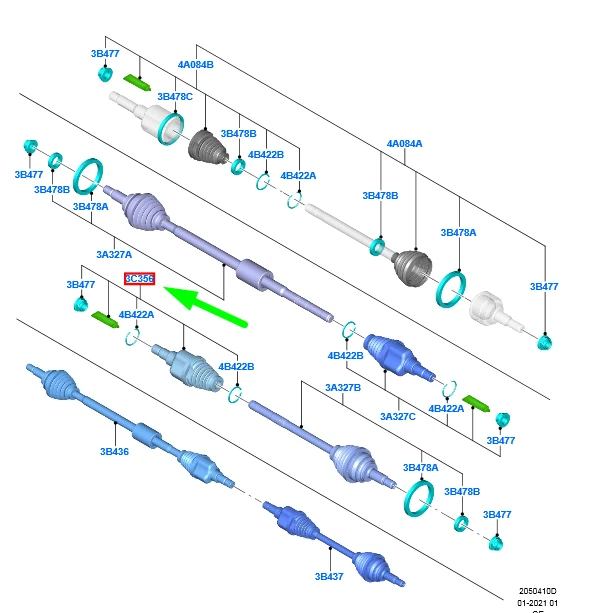 FORD FOCUS MK4 Front Drive Shaft Left Cv Joint Repair Kit 2513184 NEW