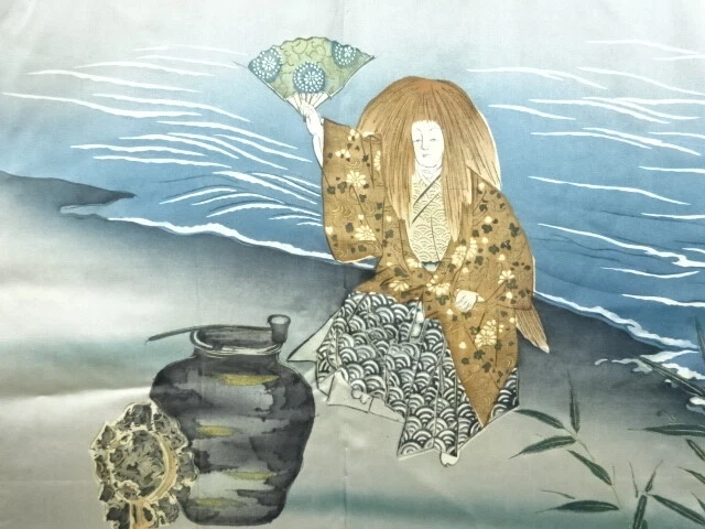 6814209: JAPANESE KIMONO / ANTIQUE MENS HAORI / TSUMUGI / SHOJO - KABUKI (lining