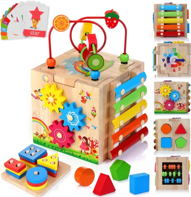 Owood Wooden Activity Cube Baby