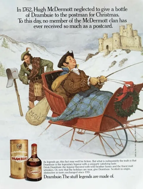 1990 DRAMBUIE Scottish Liqueur Distinctive in Taste Great Illustration PRINT AD