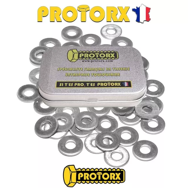 RONDELLE MÉTAL INOX PLATE MOYENNE M3 à M12 | BOITE 10pcs à 50pcs | PROTORX