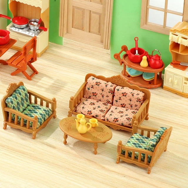 Furnitures Set Dolls Accessories Playing House Dollhouse Kitchen Bedroom