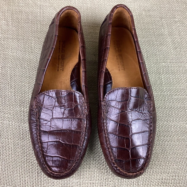 Polo Sport Ralph Lauren Slip On Loafers Brown Leather Comfort Shoes Flats Sz 6B
