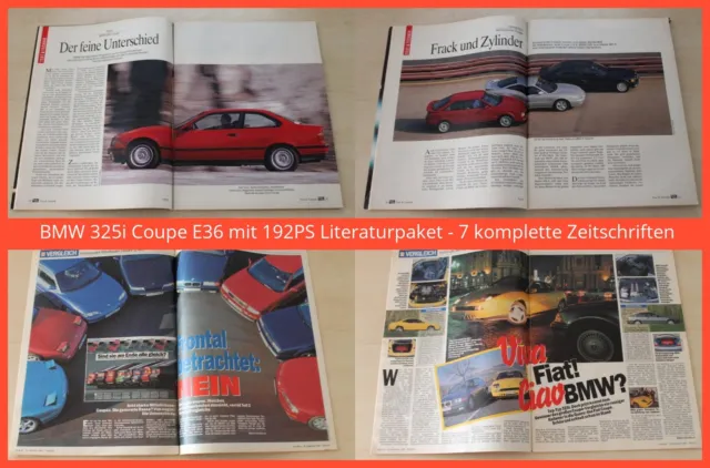 BMW 325i Coupe E36 mit 192PS Literaturpaket - 7 komplette Zeitschriften