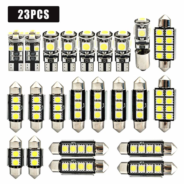 23Pcs LED Car Light Bulbs Interior Map Dome Trunk License Plate White Lamps Kit