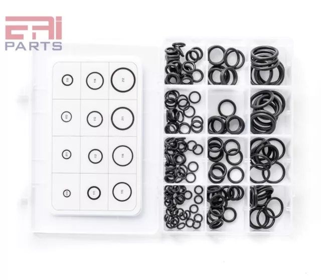 EAI O-Ring Kit Assortment, FPM/FKM Black, (12 Sizes, Total 200pcs)