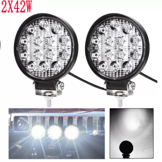 2X 42W LED Arbeitsscheinwerfer KFZ Auto 12V 24V Flutlicht Traktor Scheinwerfer