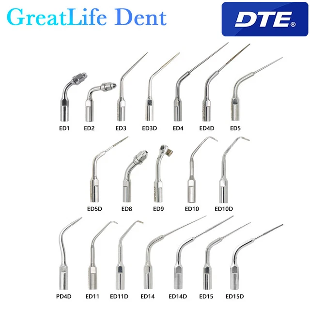 5 PIECES ED WOODPECKER Dental Ultrasonic Scalers Tips Endo Perio Root