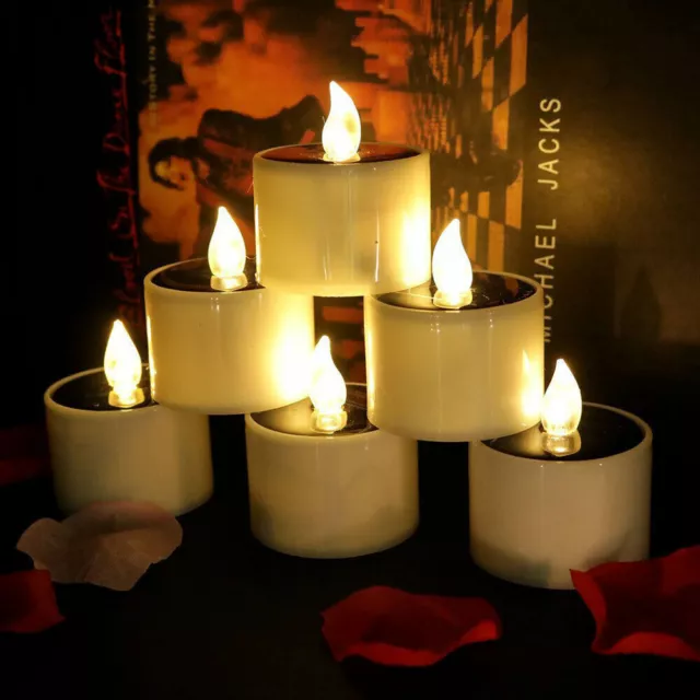 12/6pz candele solari da tè in set candele LED con sensore di luce per interni ed esterni 3