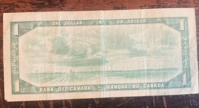 1954 Canadian One 1 Dollar Bill Bank Note Ottawa 2