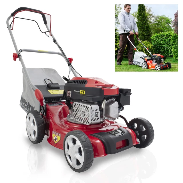 Benzin Rasenmäher Mit Briggs & Stratton Motor BENZIN RASENMÄHER MIT Antrieb Hecht Motor Hand Schiebe Mäher 41cm