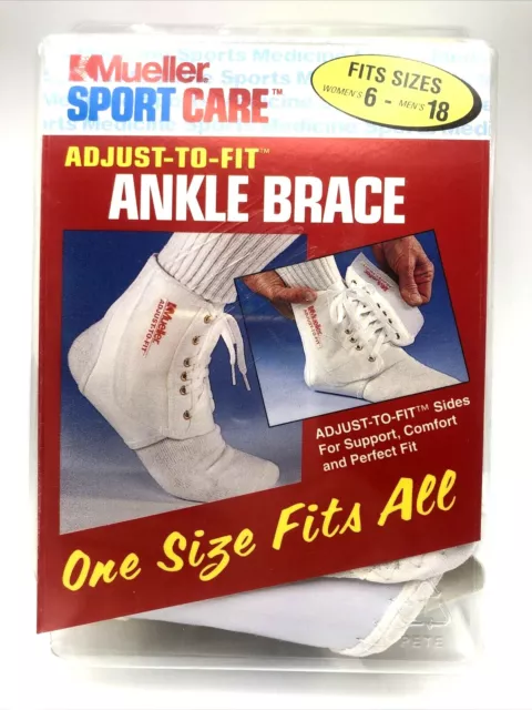 Vintage 1998 Ankle Brace Mueller Sports Medicine Adjust -To - Fit Prod. 4572 Wht