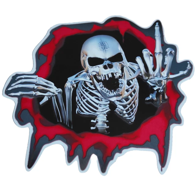 Autocollant Totenkopf Skull Joker 11,3 X 17,6 Cm - Noir Et Blanc Brillant