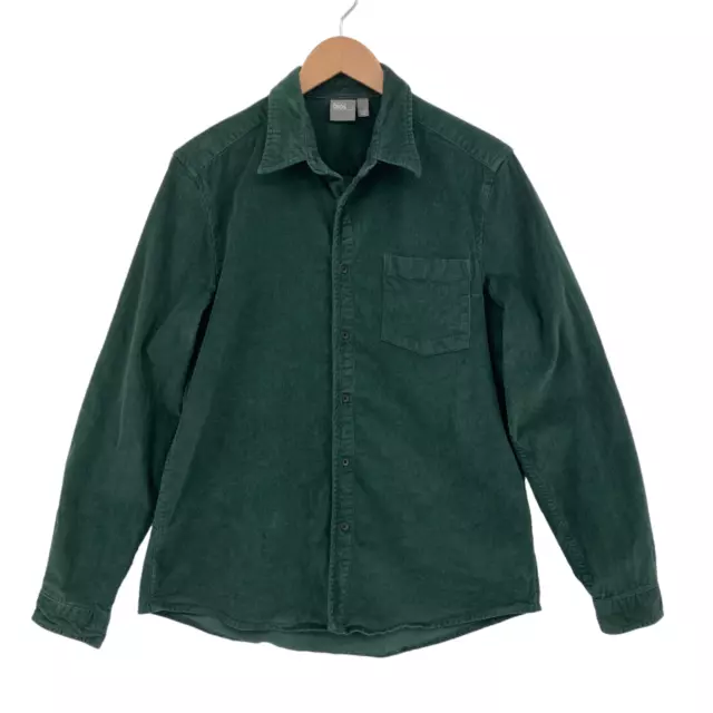 ASOS Button Up Shirt Men Large Green Corduroy Cotton Long Sleeve Pocket Collared