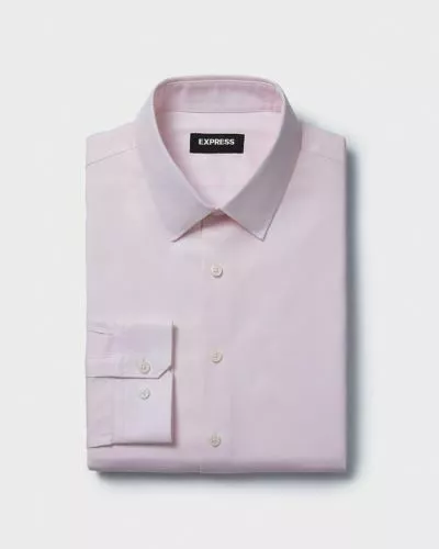 EXPRESS Mens 1MX Dress Shirt  Slim Pink Jacquard Cotton Stretch